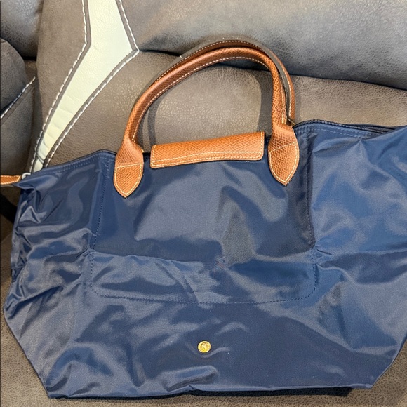 Longchamp Blue Tote with Brown Handles - Picture 6 of 10